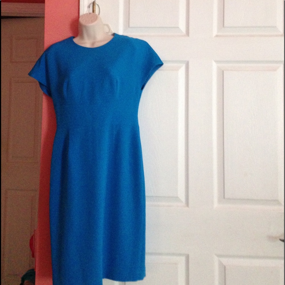 Blue capped sleeves dress